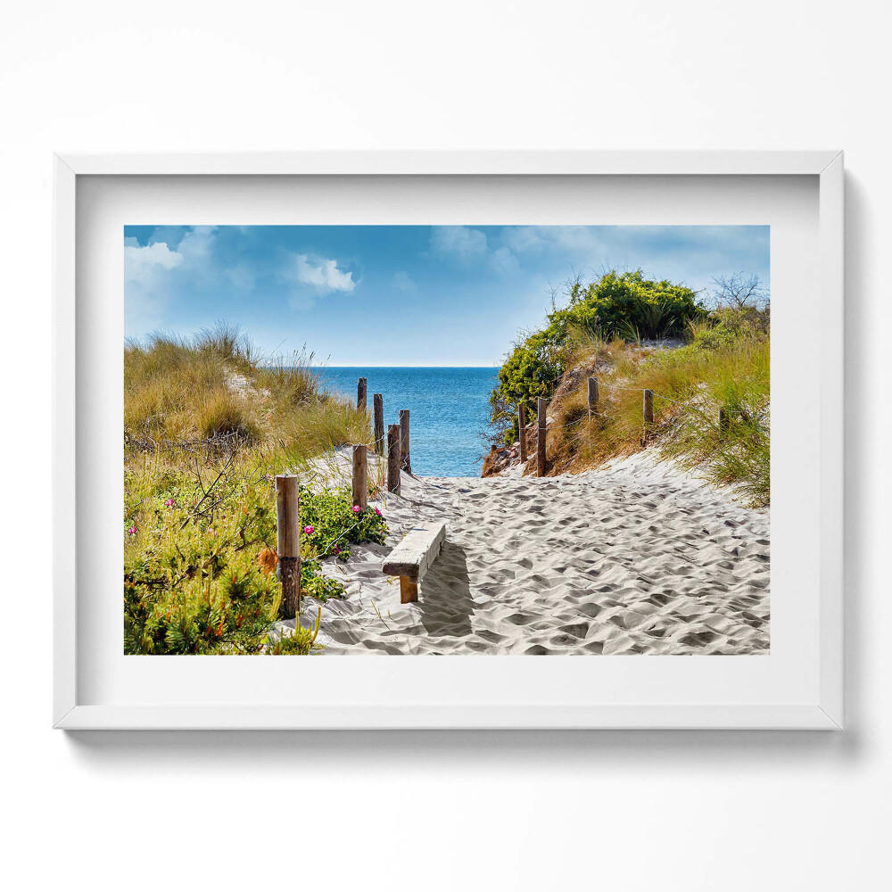Tablou living cu rama excepţional Drum nisipos spre plajă și mare