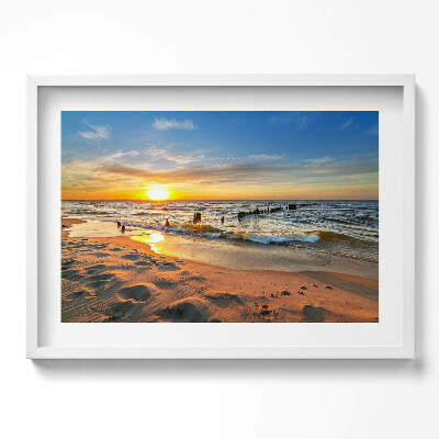 Tablou rama excepţional Răsărit de soare peste mare