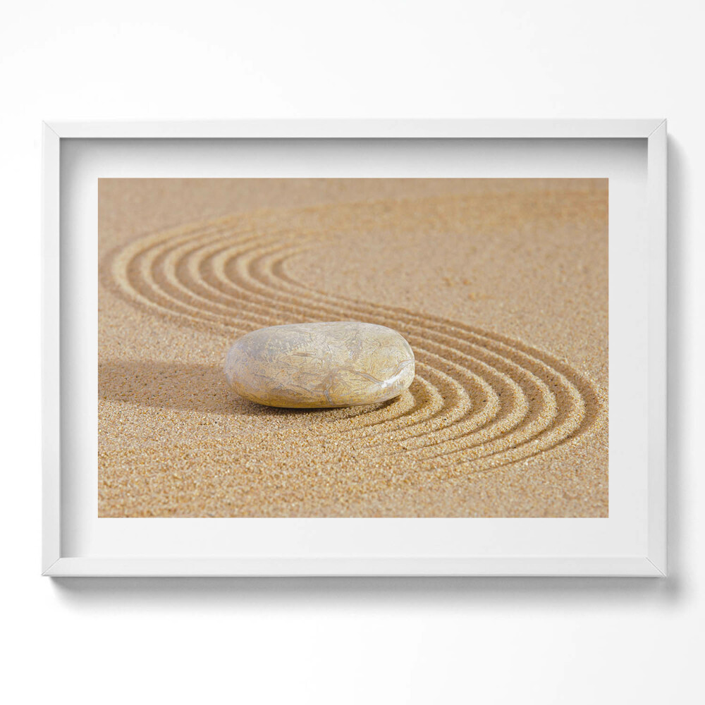 Tablou rama excepţional Piatră singuratică în nisip - zen