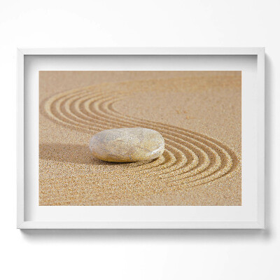 Tablou rama excepţional Piatră singuratică în nisip - zen