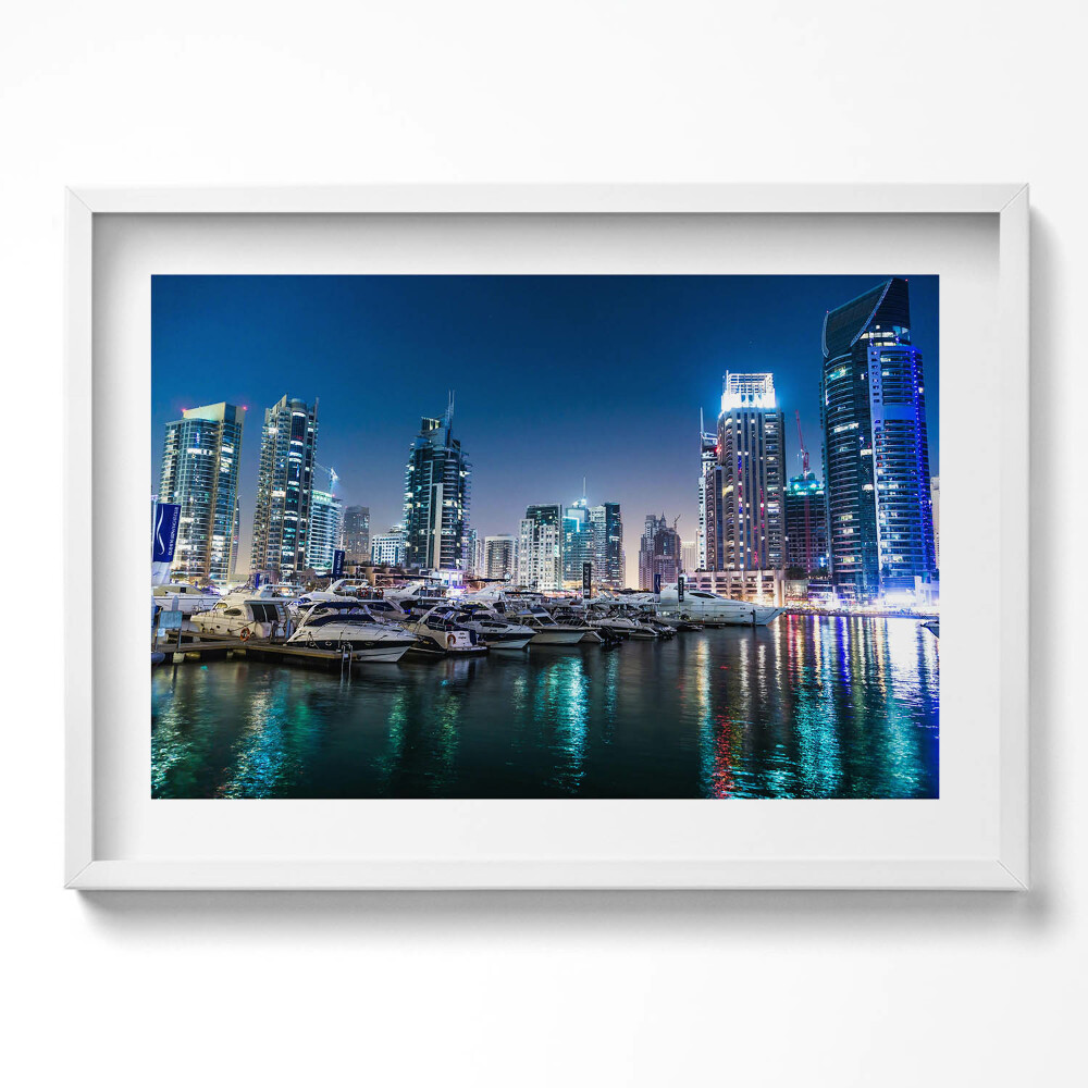 Tablou living cu rama excepţional Bărci în oraș noaptea