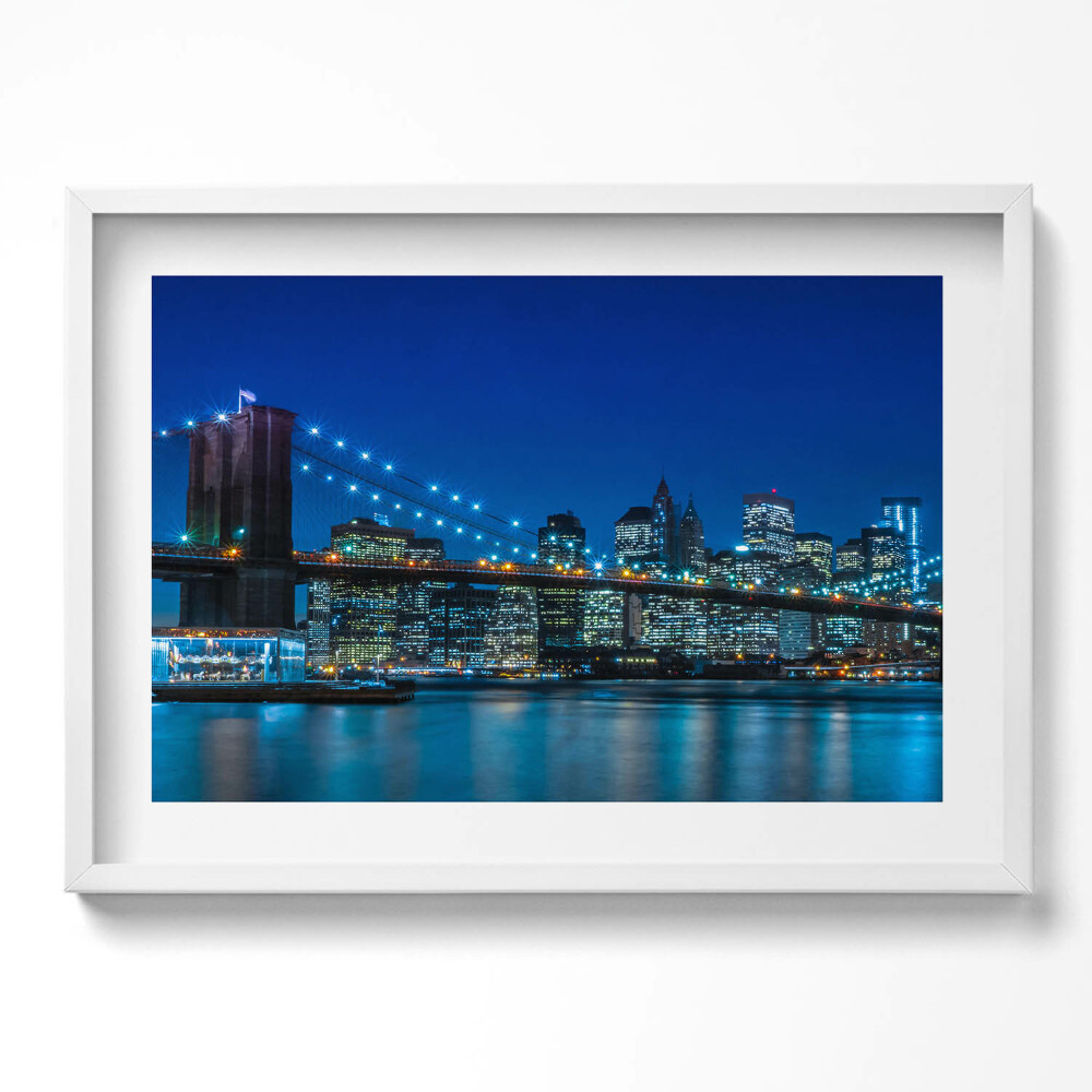 Tablou rama excepţional Podul Brooklyn noaptea - New York