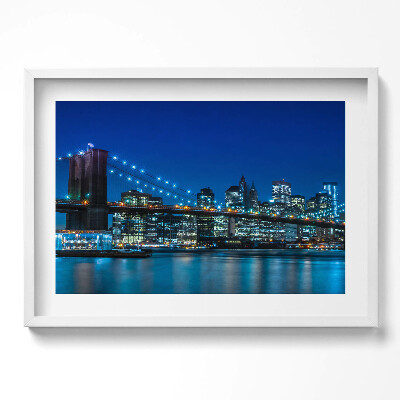 Tablou rama excepţional Podul Brooklyn noaptea - New York