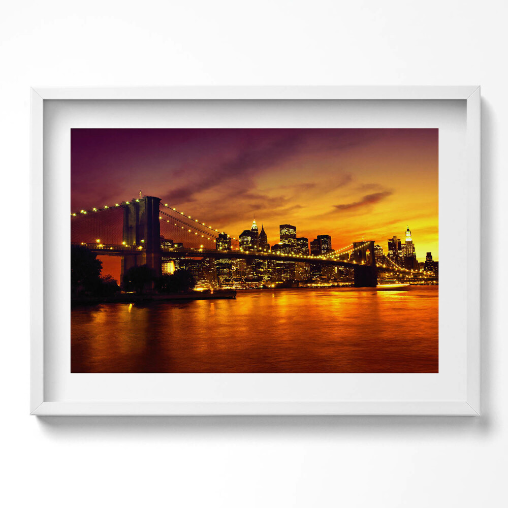 Tablou rama excepţional Vedere de seară a podului Brooklyn
