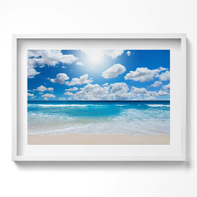 Tablou living cu rama excepţional Plajă, mare și orizont