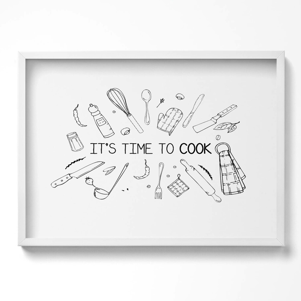 Tablou living cu rama excepţional E timpul să gătim - semn de bucătărie
