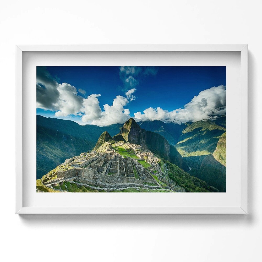 Tablou living cu rama excepţional Vedere a orașului Machu Picchu