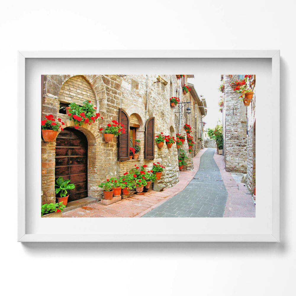 Tablou living cu rama excepţional O stradă pitorească cu flori