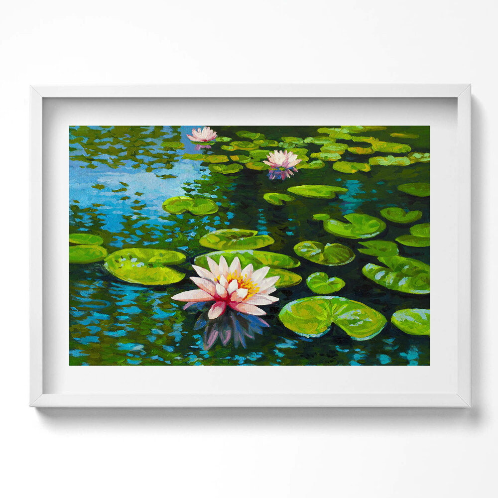 Tablou living cu rama excepţional Pictură cu nuferi