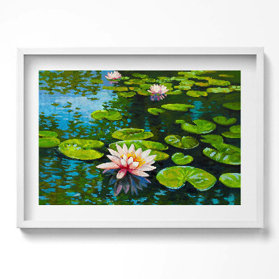 Tablou living cu rama excepţional Pictură cu nuferi