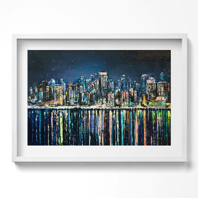 Tablou living cu rama excepţional Țara Florilor - un oraș fantastic de pe litoral