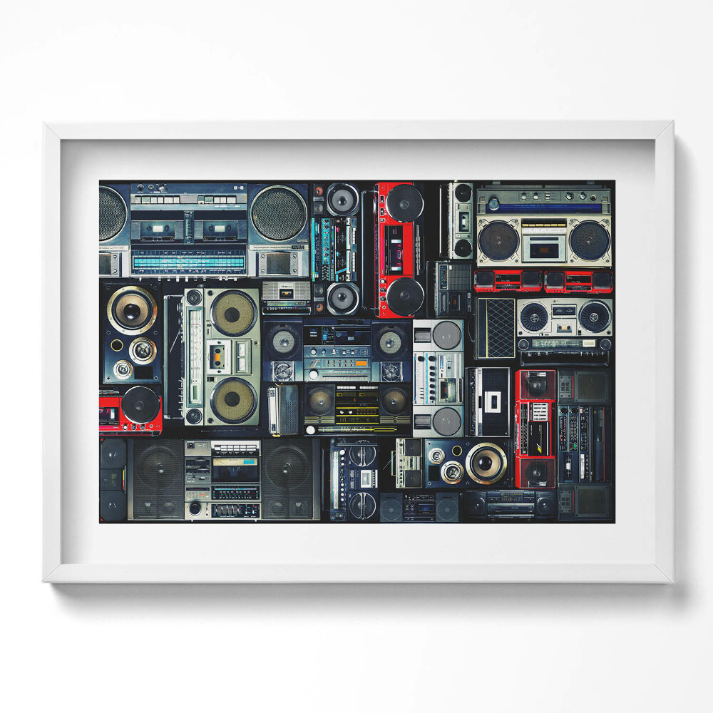 Tablou rama excepţional Muzică - Boombox vintage