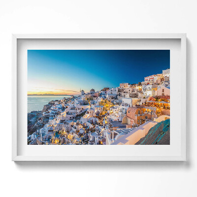 Tablou rama excepţional Apus de soare în Santorini