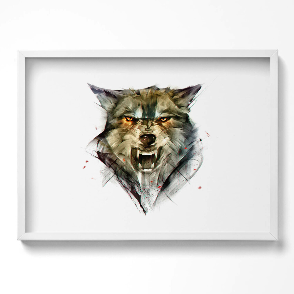 Tablou rama excepţional Portretul desenat al unui lup