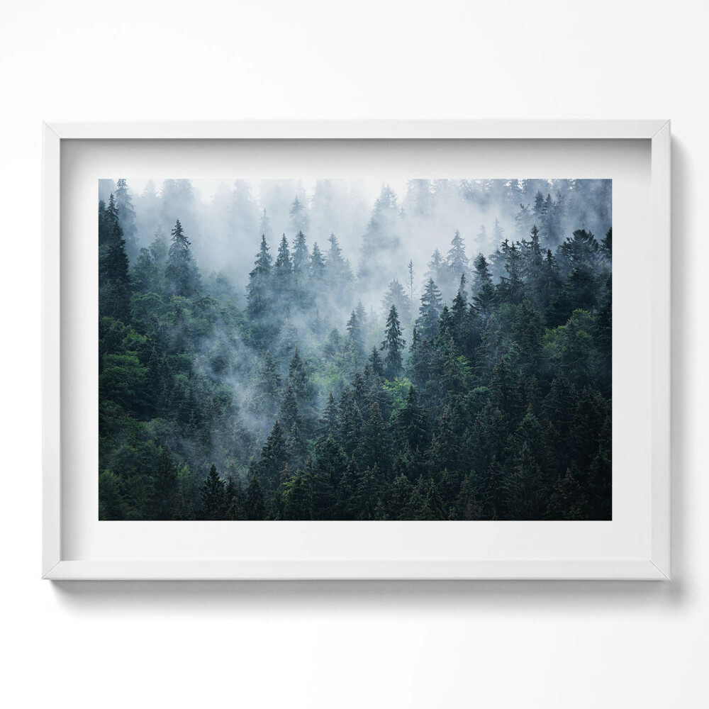 Tablou living cu rama excepţional Peisaj montan încețoșat