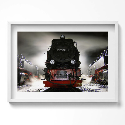 Tablou living cu rama excepţional Locomotive noaptea