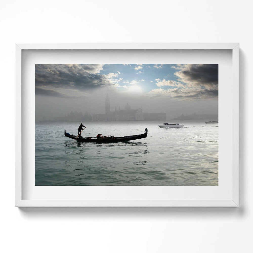 Tablou living cu rama excepţional Gondole venețiene