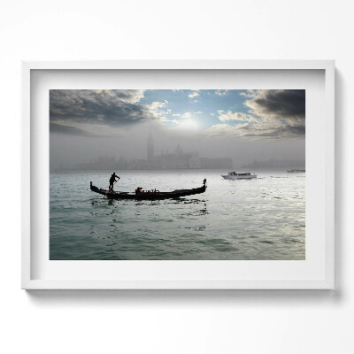 Tablou living cu rama excepţional Gondole venețiene