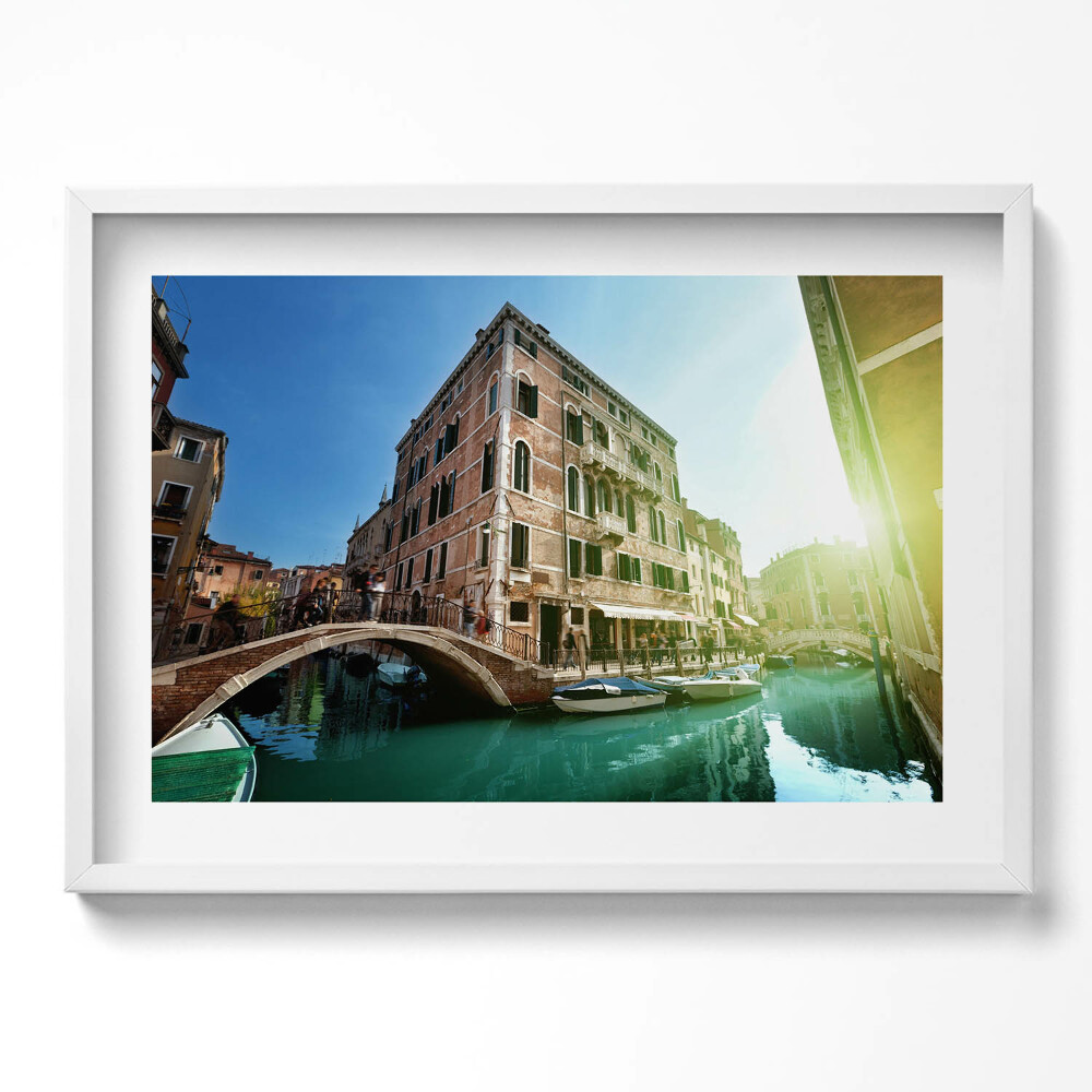 Tablou rama excepţional Străzile frumoase ale Veneției la soare