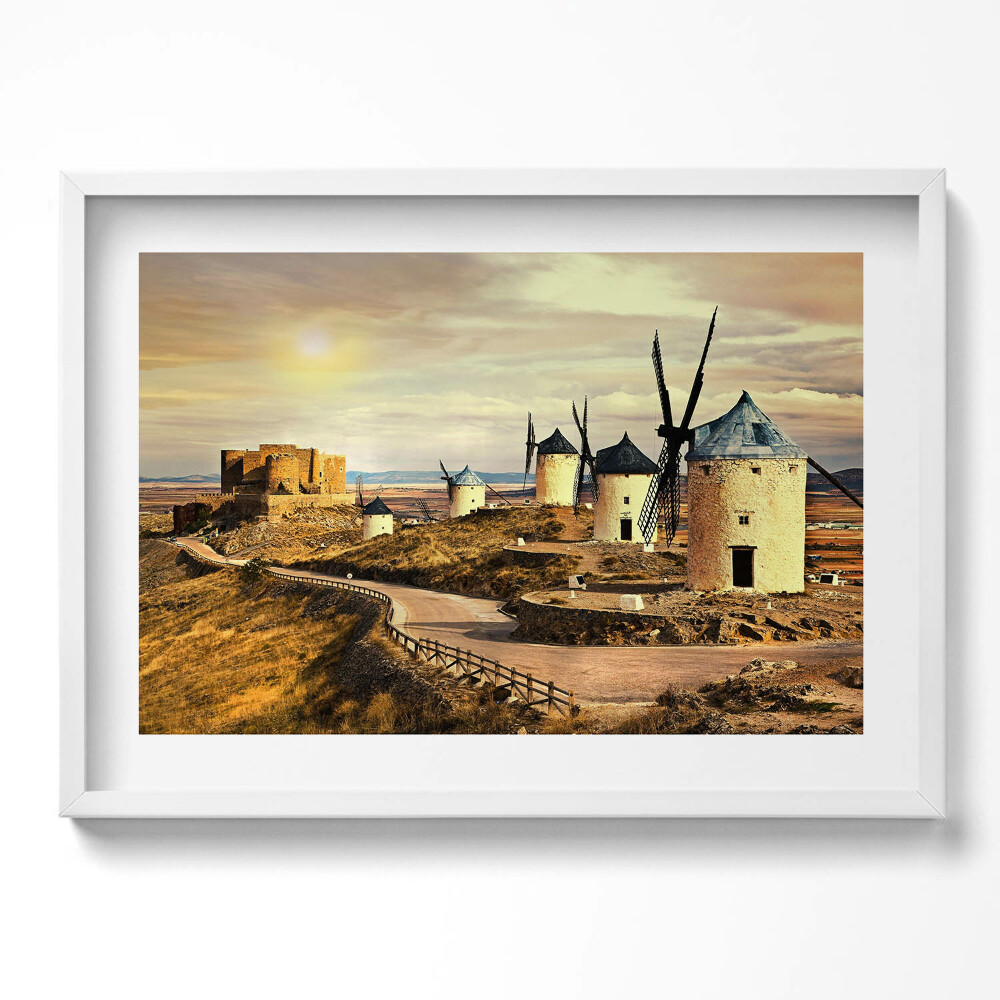 Tablou living cu rama excepţional Morile de vânt din Cosuegra