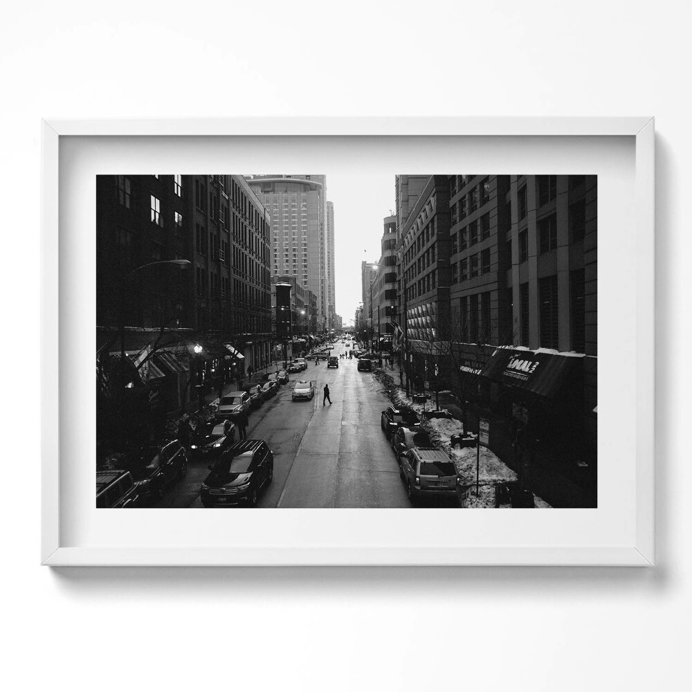 Tablou living cu rama excepţional Străzile alb-negre din Chicago