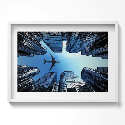 Tablou living cu rama excepţional Avion deasupra clădirilor