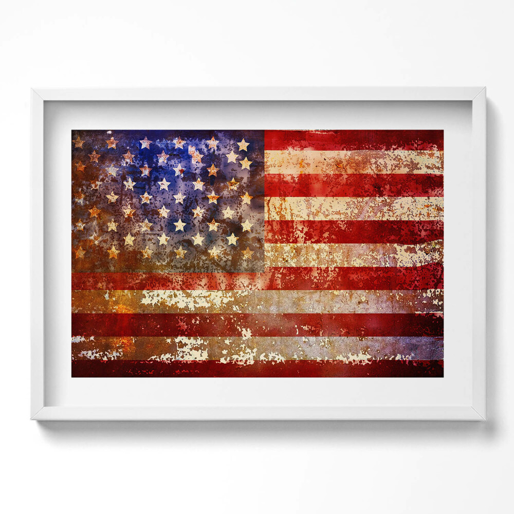 Tablou rama excepţional Steagul SUA vintage
