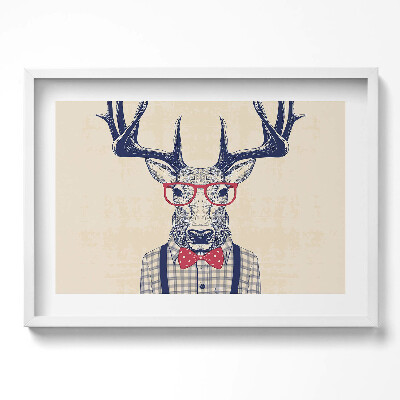 Tablou living cu rama excepţional Cerb într-o cămașă și o fundă de jazz