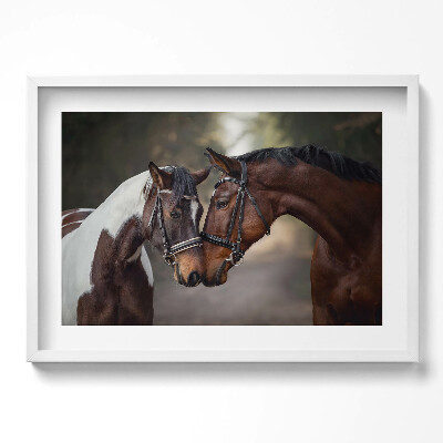 Tablou rama excepţional Portret de cai în pădure