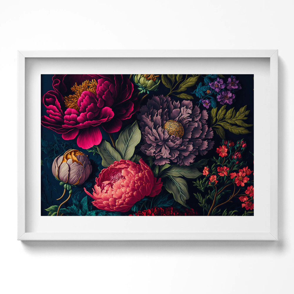 Tablou rama excepţional Buchet de flori botanice vintage