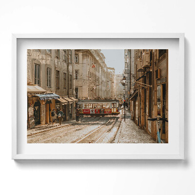 Tablou rama excepţional Vedere a Lisabonei și a tramvaiului