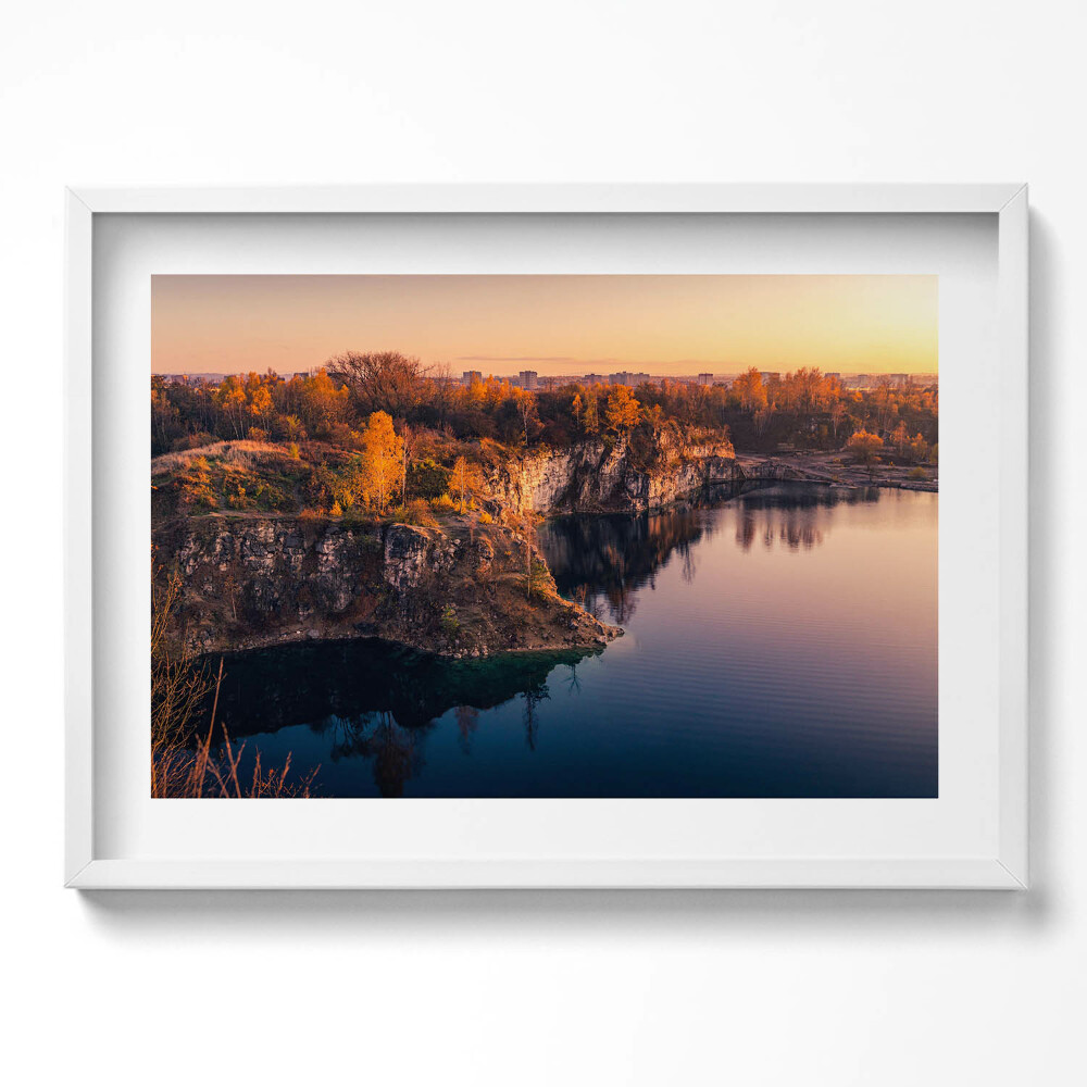 Tablou living cu rama excepţional Lacul Zakrzówek din Cracovia în toamnă