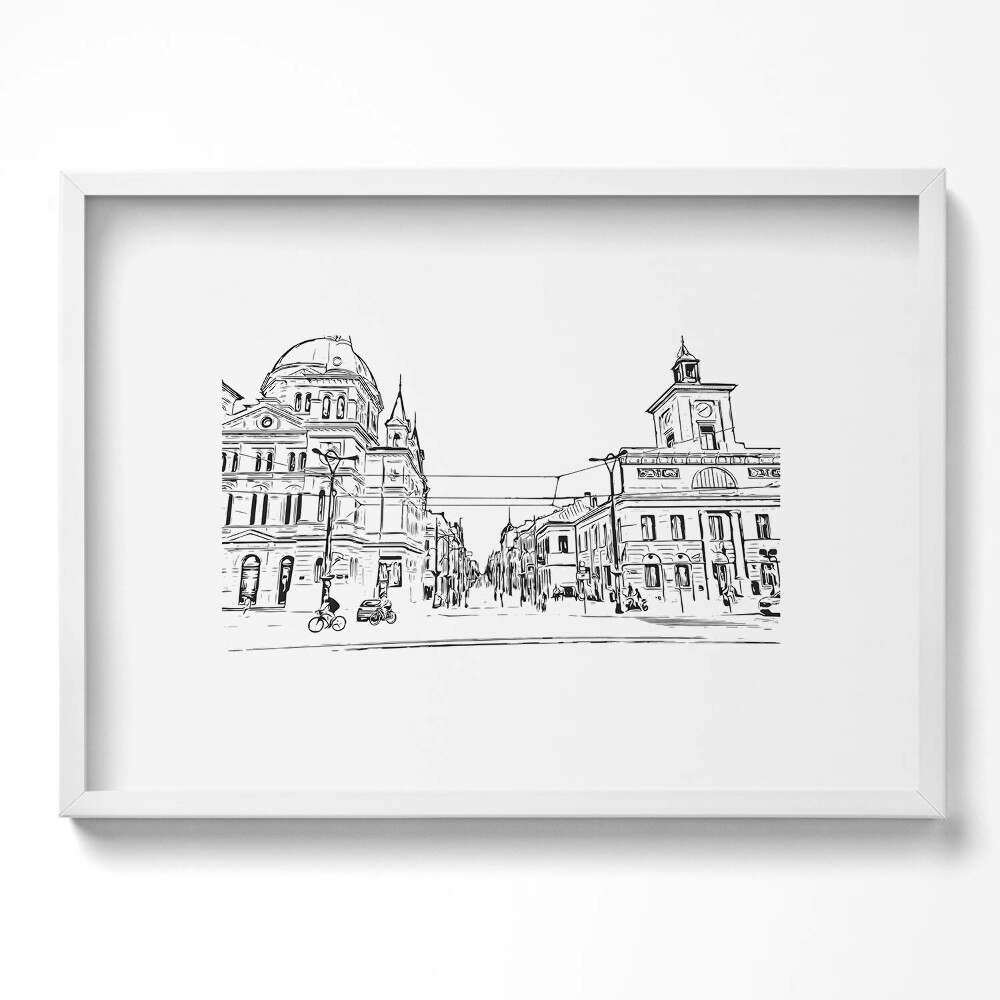 Tablou rama excepţional Ilustrație a orașului vechi din Poznań