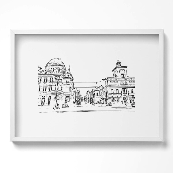 Tablou rama excepţional Ilustrație a orașului vechi din Poznań