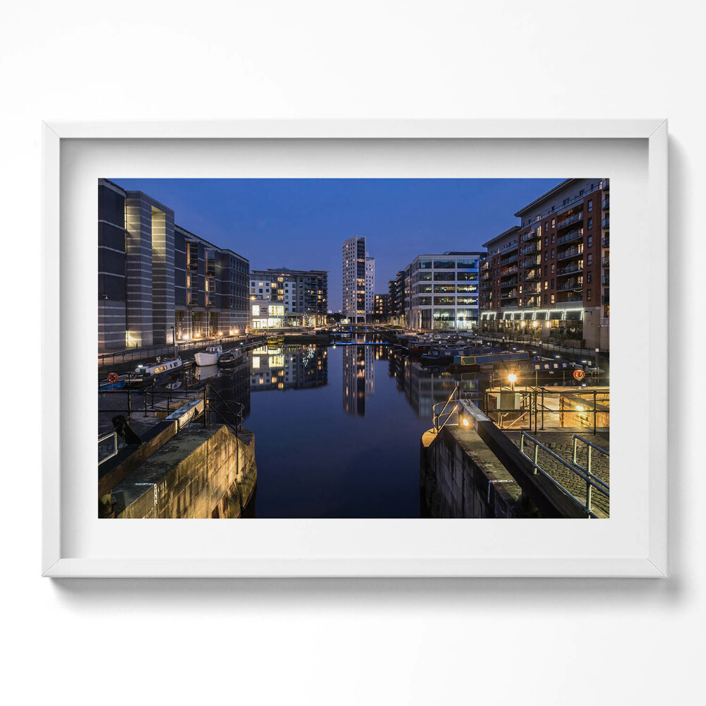 Tablou living cu rama excepţional Orașul Leeds iluminat noaptea