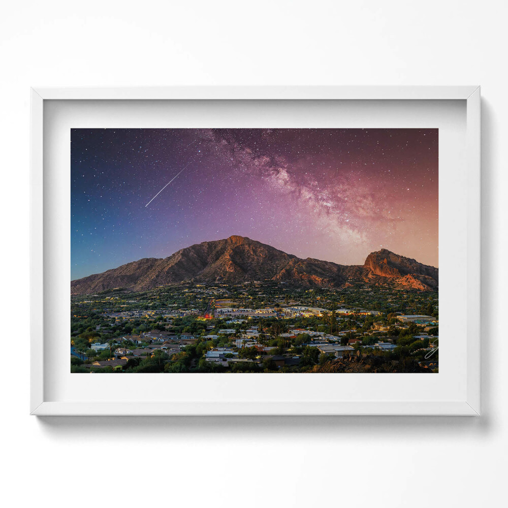 Tablou living cu rama excepţional Munți cu o galaxie pe cer