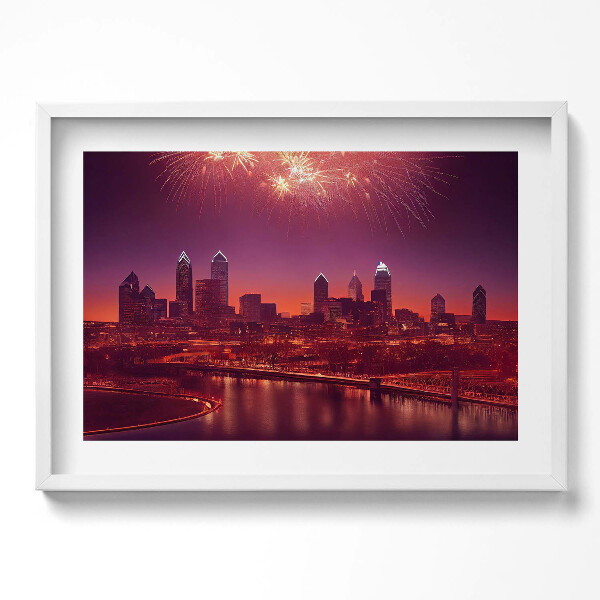 Tablou rama excepţional Focuri de artificii în Philadelphia, noaptea