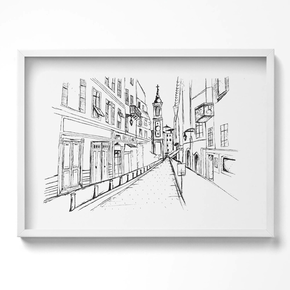 Tablou living cu rama excepţional Desen al orașului Provence