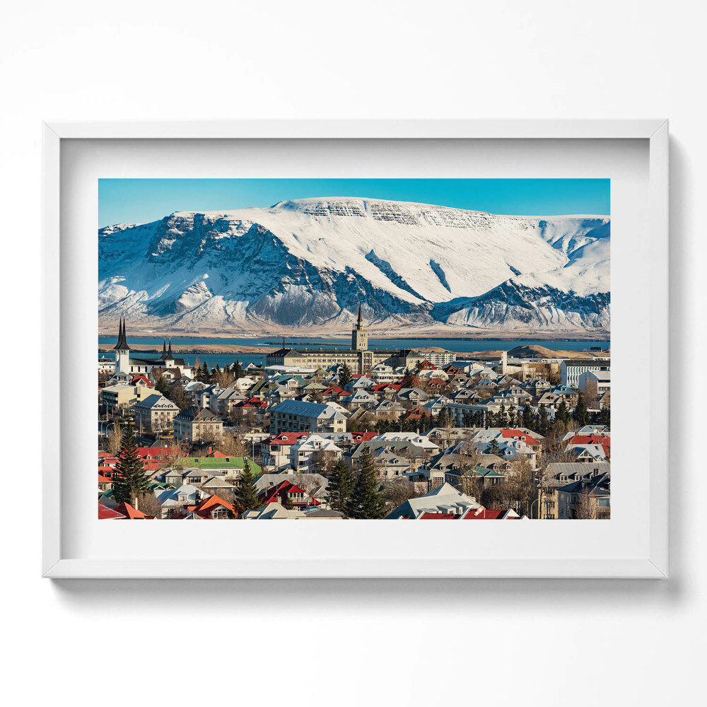 Tablou rama excepţional Vedere a orașului Reykjavik, Islanda