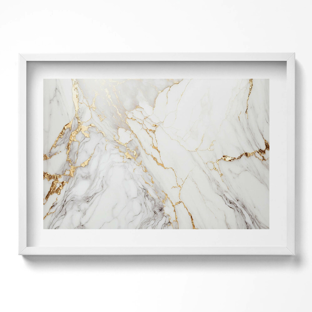 Tablou living cu rama excepţional Marmură deschisă cu aur