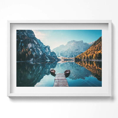 Tablou living cu rama excepţional Bărci pe lac