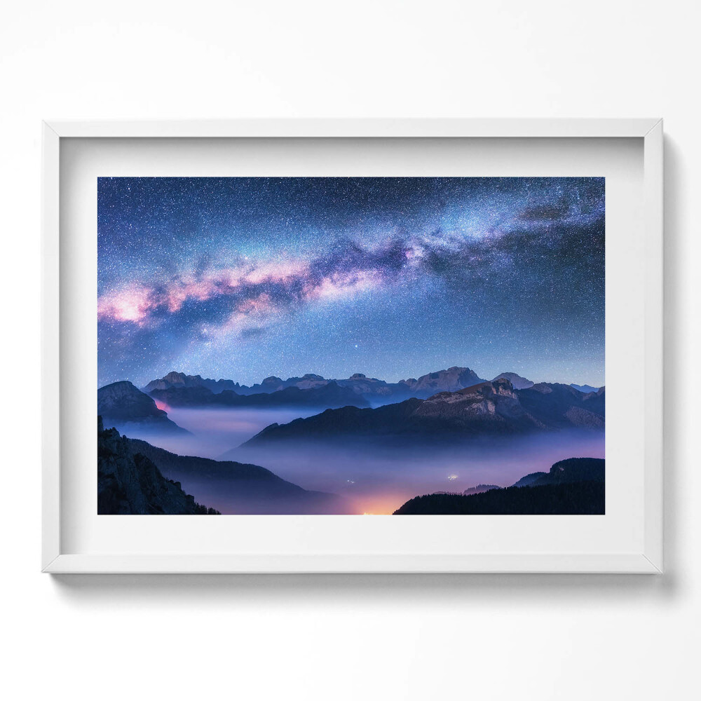 Tablou rama excepţional Cer înstelat peste munți