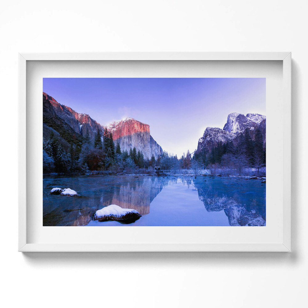 Tablou living cu rama excepţional Peisaj lacustru de iarnă