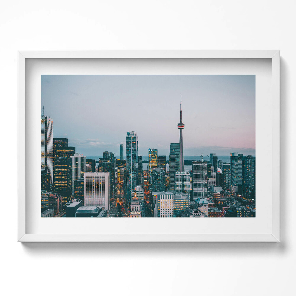 Tablou living cu rama excepţional Panorama orașului seara