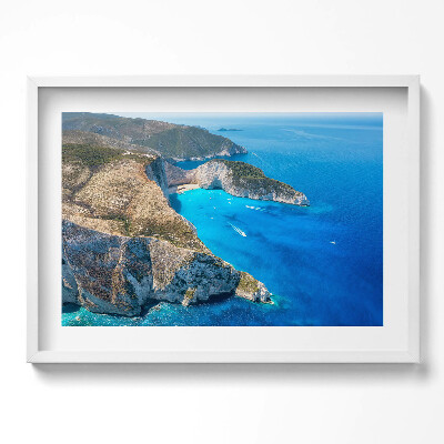 Tablou living cu rama excepţional Peisaj de vară cu stânci și coastă