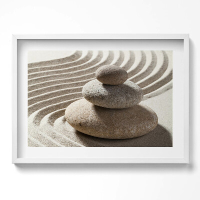 Tablou rama excepţional O grămadă de pietre pe nisip zen