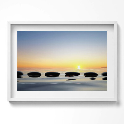 Tablou rama excepţional Pietre pe apă la răsărit - zen