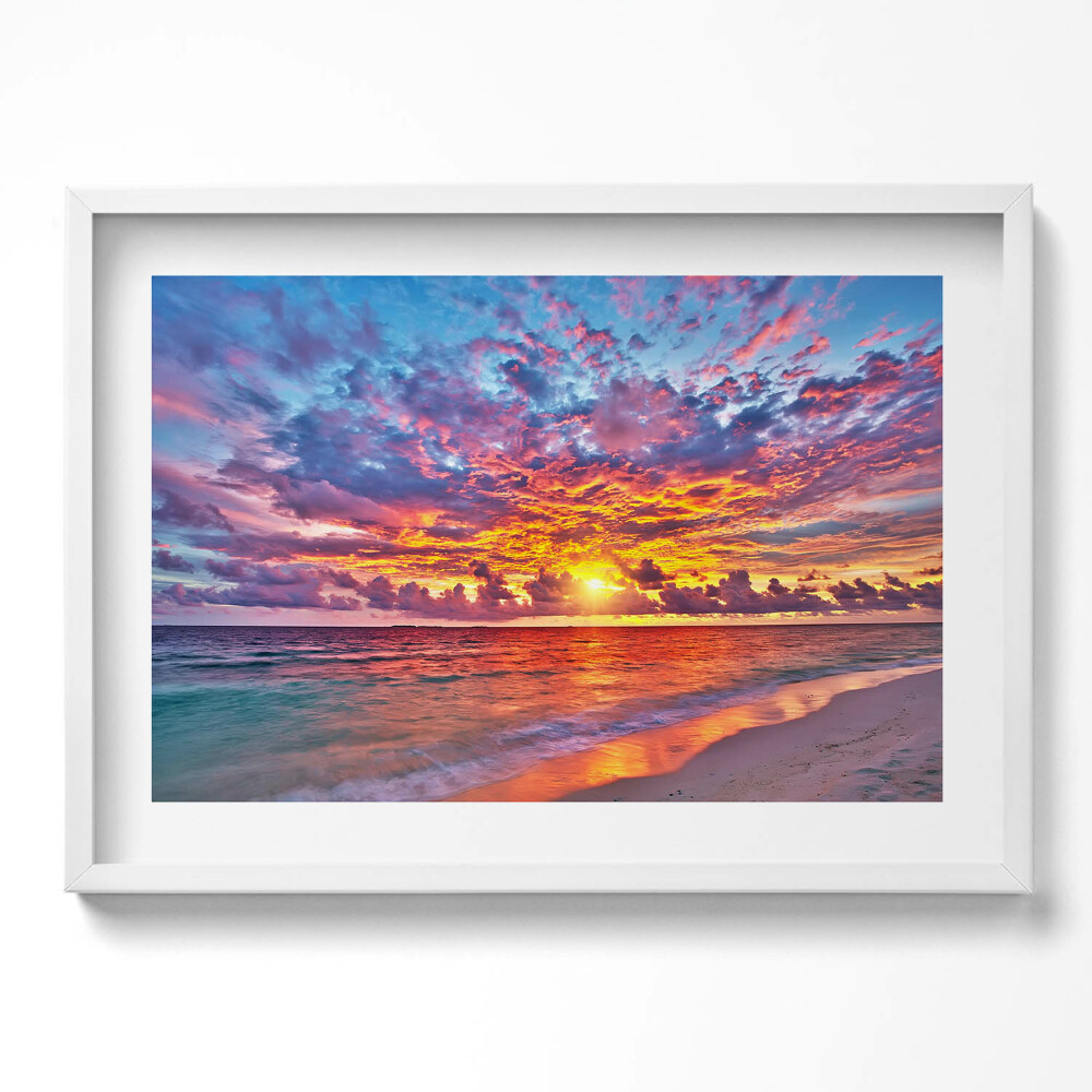 Tablou rama excepţional Apus de soare peste mare