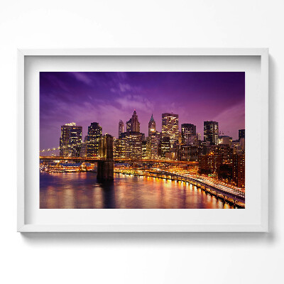 Tablou living cu rama excepţional Luminile orașului seara