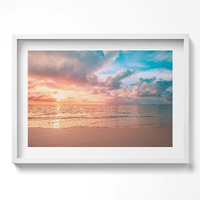 Tablou rama excepţional Apus de soare romantic peste mare